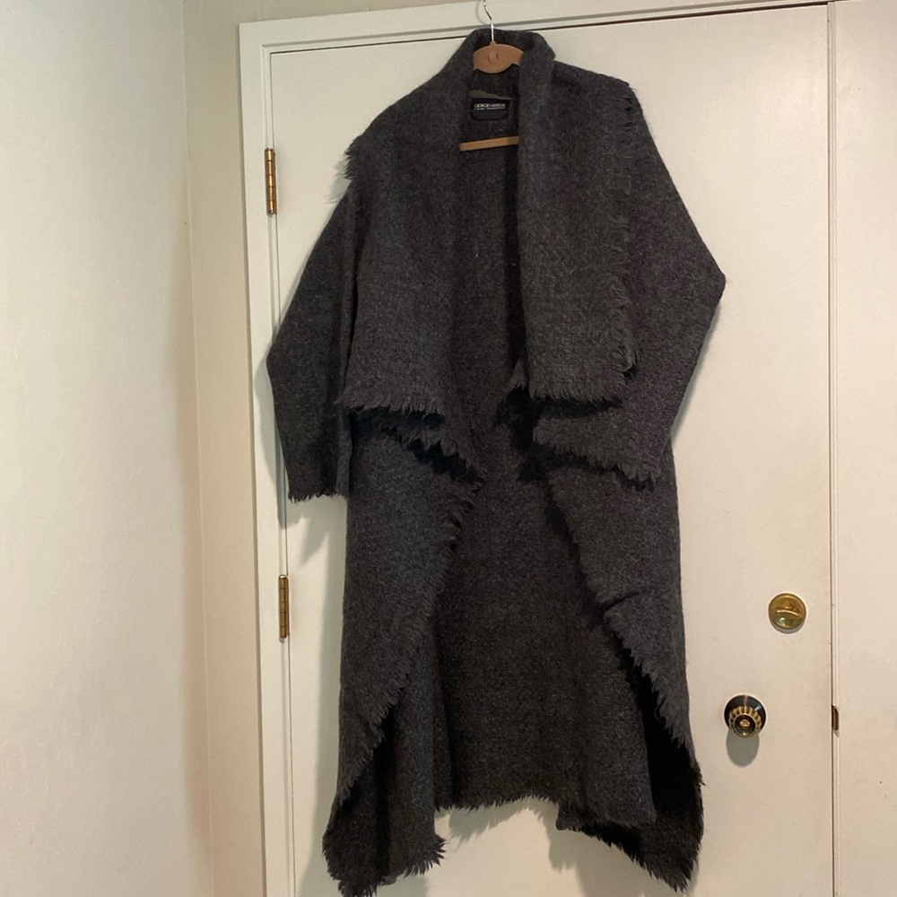 Giorgio Armani a Milano - borgonuovo 21 tweed sweater coat, charcoal, size XS/S